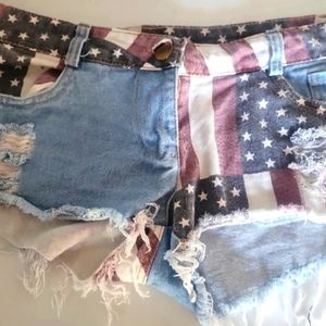 Women's American Flag Jean shorts